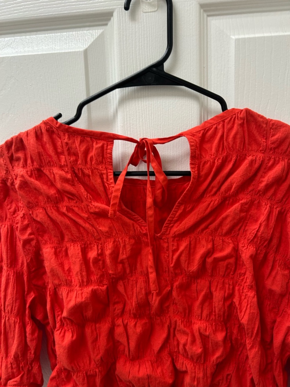 Future Collective Blutstein Smocked Red Crop Top Small Puff Sleeve Boho Peasant - Picture 8 of 8